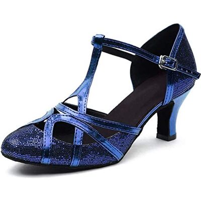 MINITOO Femme Danse Chaussure Ferme Cabaret Fete Soiree Escarpins et Talons Bas L2040 Bleu 6cm Talon EU 37.5 - Publicité MINITOO Femme Danse Chaussure Ferme Cabaret Fete Soiree Escarpins et Talons Bas L2040 Bleu 6cm Talon EU 37.5 - Publicité