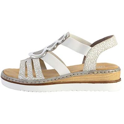 Rieker, 679l4, Femme Nu-Pied Blanc Fantaisie EU37 - Publicité Rieker, 679l4, Femme Nu-Pied Blanc Fantaisie EU37 - Publicité