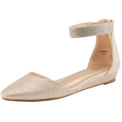 DREAM PAIRS Amiga Chaussures plates basses pour femme, Doré/paillettes., 42 EU - Publicité DREAM PAIRS Amiga Chaussures plates basses pour femme, Doré/paillettes., 42 EU - Publicité