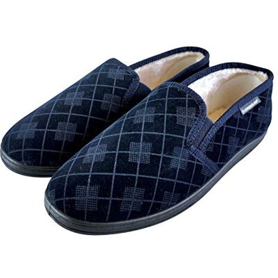 Dunlop Homme Confortables Eponge Memory Foam Fourrées Peluche Plaid Chaussons Pantoufles Mocassin (45 EU, Blue) - Publicité Dunlop Homme Confortables Eponge Memory Foam Fourrées Peluche Plaid Chaussons Pantoufles Mocassin (45 EU, Blue) - Publicité