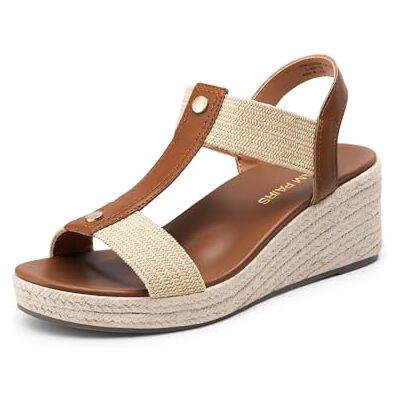 DREAM PAIRS Sandales Compensées Femme Espadrilles Confortables avec Soutien de la Voûte Plantaire, Semelle Amortissante, Bride Élastique, Style Décontracté Vacances Été,Size 40.5,Brun - Publicité DREAM PAIRS Sandales Compensées Femme Espadrilles Confortables avec Soutien de la Voûte Plantaire, Semelle Amortissante, Bride Élastique, Style Décontracté Vacances Été,Size 40.5,Brun - Publicité