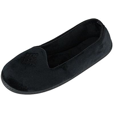Dearfoams Pantoufles Rebecca en velours microfibre pour femme, Velours noir, 42/44 EU - Publicité Dearfoams Pantoufles Rebecca en velours microfibre pour femme, Velours noir, 42/44 EU - Publicité