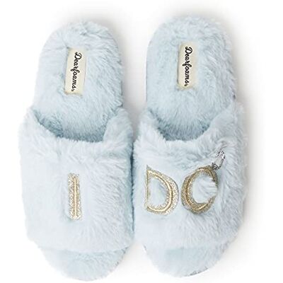 Dearfoams Women's Bride and Bridesmaid Gifts I Do Crew Slippers for Wedding and Bachelorette Party, 𝖨 𝖣𝗈 𝖡𝗅𝗎𝖾, Medium - Publicité Dearfoams Women's Bride and Bridesmaid Gifts I Do Crew Slippers for Wedding and Bachelorette Party, 𝖨 𝖣𝗈 𝖡𝗅𝗎𝖾, Medium - Publicité