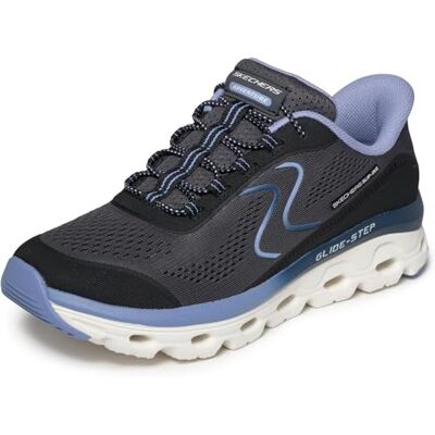 Skechers Glide Step Sole Baskets à Enfiler Mains Libres pour Femme, Noir = Noir/Bleu, 5.5 Wide - Publicité Skechers Glide Step Sole Baskets à Enfiler Mains Libres pour Femme, Noir = Noir/Bleu, 5.5 Wide - Publicité