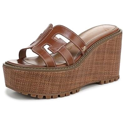 Sam Edelman Sandales compensées en laine pour femme, Cognac riche, 36 EU - Publicité Sam Edelman Sandales compensées en laine pour femme, Cognac riche, 36 EU - Publicité