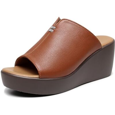 TNMIUH Sandales Compensées Femme en Cuir, Mules Plateforme Confort, Été Style Loisirs Sandales, Noir et Marron,Marron,34 EU - Publicité TNMIUH Sandales Compensées Femme en Cuir, Mules Plateforme Confort, Été Style Loisirs Sandales, Noir et Marron,Marron,34 EU - Publicité