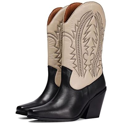 GIOSEPPO Bottes de type santiags en peau noire et off-white ornées d'une broderie pour femme herlev - Publicité GIOSEPPO Bottes de type santiags en peau noire et off-white ornées d'une broderie pour femme herlev - Publicité