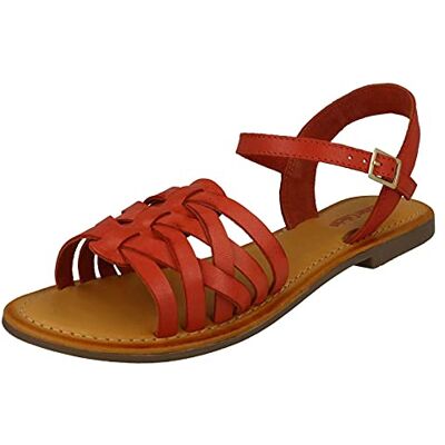Spot On Sandales plates à lanières en cuir pour femme, Rouge, 41 EU - Publicité Spot On Sandales plates à lanières en cuir pour femme, Rouge, 41 EU - Publicité