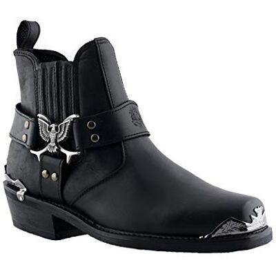 Grinders Bottes de Cowboy de Motard en Cuir Noir Eagle Eagle Lo pour Homme 43 - Publicité Grinders Bottes de Cowboy de Motard en Cuir Noir Eagle Eagle Lo pour Homme 43 - Publicité