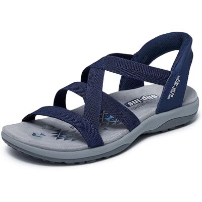 Skechers Women's Reggae Slim-Stretch Flex Hands Free Slip-ins Sandal, Navy, 7 - Publicité Skechers Women's Reggae Slim-Stretch Flex Hands Free Slip-ins Sandal, Navy, 7 - Publicité