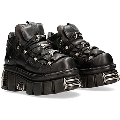 New Rock Chaussures 106 Hommes Noir avec plateforme et décorations Metallic Urban Black Shoes M.106-S112-40 - Publicité New Rock Chaussures 106 Hommes Noir avec plateforme et décorations Metallic Urban Black Shoes M.106-S112-40 - Publicité