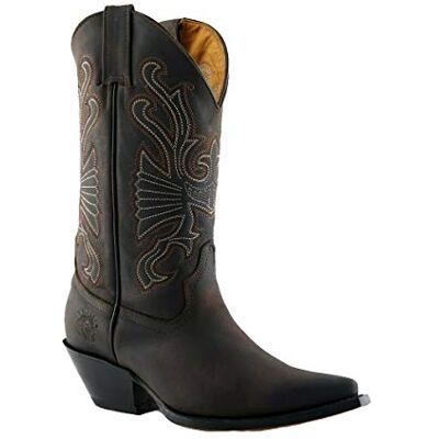 Grinders Bottes de Cowboy en Cuir Marron de Buffle Unisexe à Enfiler 37 - Publicité Grinders Bottes de Cowboy en Cuir Marron de Buffle Unisexe à Enfiler 37 - Publicité