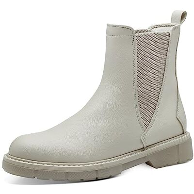 MARCO TOZZI Bottines Chelsea plates en cuir synthétique pour femme, crème, 39 EU - Publicité MARCO TOZZI Bottines Chelsea plates en cuir synthétique pour femme, crème, 39 EU - Publicité