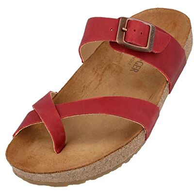 HAFLINGER Bio Juno Sandales en cuir unisexe avec semelle en liège, Rouge country, 36 EU - Publicité HAFLINGER Bio Juno Sandales en cuir unisexe avec semelle en liège, Rouge country, 36 EU - Publicité