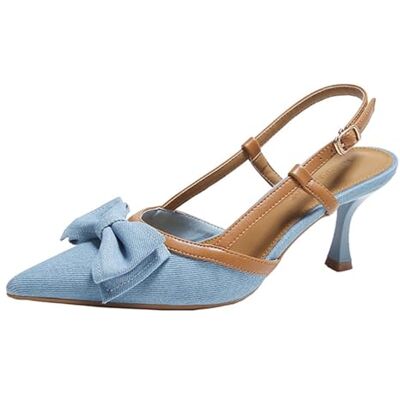 CRETUAO Escarpins Sexy en Denim avec nœud à Bride arrière pour Femme,Sandales à Talons Chaton à Bout Pointu fermé,Sandales Mules Tendance à Talon Aiguille Bas pour Robe Bal Mariage,Light Blue,39 EU - Publicité CRETUAO Escarpins Sexy en Denim avec nœud à Bride arrière pour Femme,Sandales à Talons Chaton à Bout Pointu fermé,Sandales Mules Tendance à Talon Aiguille Bas pour Robe Bal Mariage,Light Blue,39 EU - Publicité