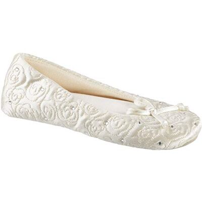 Isotoner Chaussons de Ballerine pour Femme avec Doublure en Tissu éponge et Couette Rose, Ivoire, 38/39 EU - Publicité Isotoner Chaussons de Ballerine pour Femme avec Doublure en Tissu éponge et Couette Rose, Ivoire, 38/39 EU - Publicité