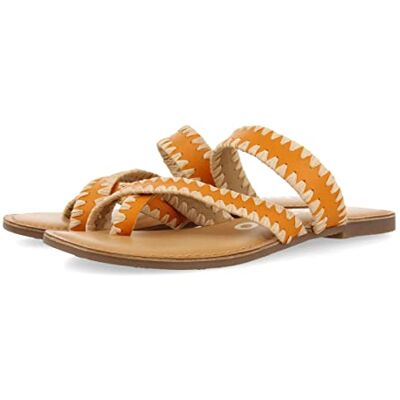 GIOSEPPO Sandales Orange en Cuir avec Passes Rafia pour Femme Goias, orange, 36 EU - Publicité GIOSEPPO Sandales Orange en Cuir avec Passes Rafia pour Femme Goias, orange, 36 EU - Publicité