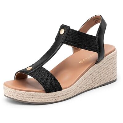 DREAM PAIRS Sandales Compensées Femme Espadrilles Confortables avec Soutien de la Voûte Plantaire, Semelle Amortissante, Bride Élastique, Style Décontracté Vacances Été,Size 41,Noir - Publicité DREAM PAIRS Sandales Compensées Femme Espadrilles Confortables avec Soutien de la Voûte Plantaire, Semelle Amortissante, Bride Élastique, Style Décontracté Vacances Été,Size 41,Noir - Publicité