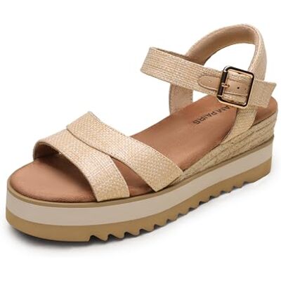 DREAM PAIRS Sandales Compensées Femme Confortables Respirantes Espadrilles Plateforme Sandales Femme Bride Cheville Réglable Chaussures Été Mode Vacances Plage,Size 37,Naturel,SDWS26012W - Publicité DREAM PAIRS Sandales Compensées Femme Confortables Respirantes Espadrilles Plateforme Sandales Femme Bride Cheville Réglable Chaussures Été Mode Vacances Plage,Size 37,Naturel,SDWS26012W - Publicité