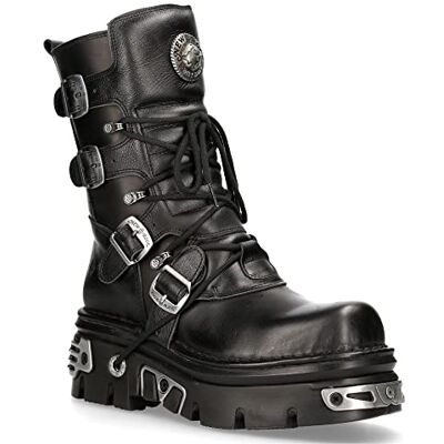 New Rock 373-S4 Bottes Gothiques Mi-Mollet Punk Gothiques en Cuir Noir Métallisé Avec Lacets et Fermeture à Boucle 6 - Publicité New Rock 373-S4 Bottes Gothiques Mi-Mollet Punk Gothiques en Cuir Noir Métallisé Avec Lacets et Fermeture à Boucle 6 - Publicité