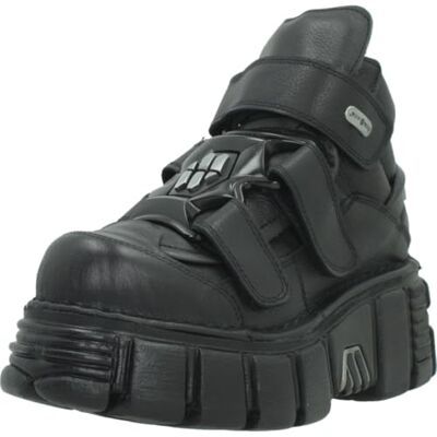 New Rock M. Bottines unisexes en cuir véritable noir, semelle PU Ultra, talon 6 cm, plateforme 4 cm, style punk gothique métal, fermeture auto-agrippante, collection Metallic 39 - Publicité New Rock M. Bottines unisexes en cuir véritable noir, semelle PU Ultra, talon 6 cm, plateforme 4 cm, style punk gothique métal, fermeture auto-agrippante, collection Metallic 39 - Publicité