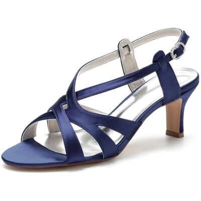 Yhsdfcn Sandales Satin Femme Multi Brides Nu-Pieds Escarpins Petit Talon Boucle Strass Mariage Soirée Chaussures,Dark Blue,42EU - Publicité Yhsdfcn Sandales Satin Femme Multi Brides Nu-Pieds Escarpins Petit Talon Boucle Strass Mariage Soirée Chaussures,Dark Blue,42EU - Publicité