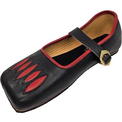 Vehi Mercatus Chaussures de vache / Renaissance Caspar Cuir Marron/Noir ou Noir/Rouge LARP Reconstitution médiévale, noir/rouge, 43 EU - Publicité Vehi Mercatus Chaussures de vache / Renaissance Caspar Cuir Marron/Noir ou Noir/Rouge LARP Reconstitution médiévale, noir/rouge, 43 EU - Publicité