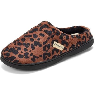 Dearfoams Femme Indoor/Outdoor Memory Foam Darcy Microfiber Velour Clog, Wide Widths Chausson, Motif léopard foncé, Small - Publicité Dearfoams Femme Indoor/Outdoor Memory Foam Darcy Microfiber Velour Clog, Wide Widths Chausson, Motif léopard foncé, Small - Publicité