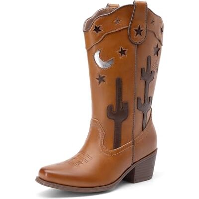 DREAM PAIRS Bottes de cowboy mi-mollet pour filles avec talon bas et bout carré pour petit enfant/grand enfant, Brun, 5 Big Kid - Publicité DREAM PAIRS Bottes de cowboy mi-mollet pour filles avec talon bas et bout carré pour petit enfant/grand enfant, Brun, 5 Big Kid - Publicité