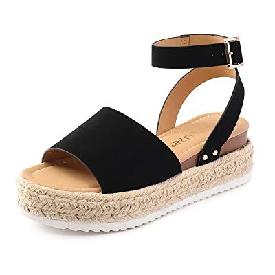 DREAM PAIRS Espadrilles compensées décontractées avec sangle de cheville pour femme Chaussures d'été confortables et habillées, Nubuck noir, 38.5 EU - Publicité DREAM PAIRS Espadrilles compensées décontractées avec sangle de cheville pour femme Chaussures d'été confortables et habillées, Nubuck noir, 38.5 EU - Publicité