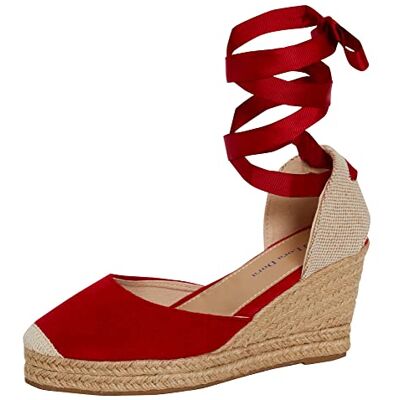 Lora Dora Womens Espadrille Wedge Sandals Red UK 6 - Publicité Lora Dora Womens Espadrille Wedge Sandals Red UK 6 - Publicité