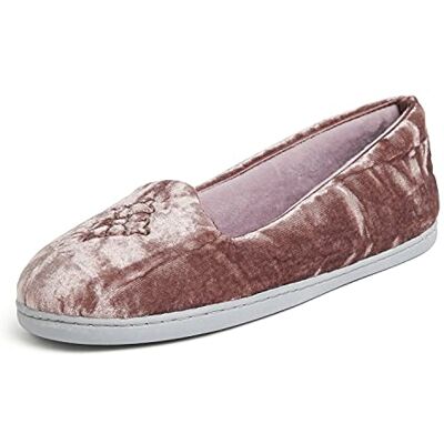Dearfoams Pantoufles Rebecca en velours microfibre pour femme, Velours écrasé prune, 39/40 EU - Publicité Dearfoams Pantoufles Rebecca en velours microfibre pour femme, Velours écrasé prune, 39/40 EU - Publicité