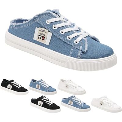 SQYZRZ 2025 New Women's Canvas Shoes Fringed Hem Denim Fabric Autumn Style Spring Casual Sports Preppy Flat Sneakers for Students (Blue-A,39) - Publicité SQYZRZ 2025 New Women's Canvas Shoes Fringed Hem Denim Fabric Autumn Style Spring Casual Sports Preppy Flat Sneakers for Students (Blue-A,39) - Publicité
