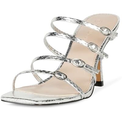 The Drop Sandales à talons avec brides à boucle Naomi pour Femme, Serpent argenté, 39 EU - Publicité The Drop Sandales à talons avec brides à boucle Naomi pour Femme, Serpent argenté, 39 EU - Publicité
