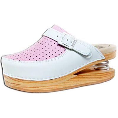 LUVER Sabot en bois anatomique avec ressort 120/A couleur blanc/rose taille - Publicité LUVER Sabot en bois anatomique avec ressort 120/A couleur blanc/rose taille - Publicité
