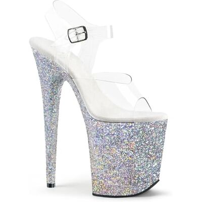 denova's Sandales à talons très hauts transparentes pour femmes Tailles grandes Plateforme pour danse sur poteau Sandale à sangle à la cheville, 8 US - Publicité denova's Sandales à talons très hauts transparentes pour femmes Tailles grandes Plateforme pour danse sur poteau Sandale à sangle à la cheville, 8 US - Publicité
