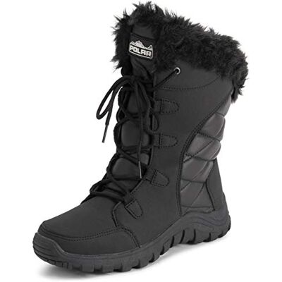 Polar Femmes Matelassée Fausse Fourrure L'hiver Canard Semelle En Caoutchouc Durable Neige Pluie Extérieure Bottes Noir Cuir UK4/EU37 YC0654 - Publicité Polar Femmes Matelassée Fausse Fourrure L'hiver Canard Semelle En Caoutchouc Durable Neige Pluie Extérieure Bottes Noir Cuir UK4/EU37 YC0654 - Publicité