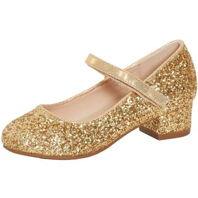Lora Dora Chaussures à talon bas pour filles avec bride Mary Jane 11240 pour occasions spéciales, vernis noir, argent, rouge, or, fuchsia, paillettes, EU 10/28 UK 2/34, doré, 36 2/3 EU - Publicité Lora Dora Chaussures à talon bas pour filles avec bride Mary Jane 11240 pour occasions spéciales, vernis noir, argent, rouge, or, fuchsia, paillettes, EU 10/28 UK 2/34, doré, 36 2/3 EU - Publicité