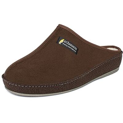 Schawos Pantoufles feutrées pour hommes, chaudement doublées de laine vierge (marron doublé, 45 EU) - Publicité Schawos Pantoufles feutrées pour hommes, chaudement doublées de laine vierge (marron doublé, 45 EU) - Publicité