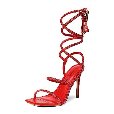 DREAM PAIRS Sandales à talons hauts pour femme – Sandales habillées à lanières sexy à bout carré et bout ouvert, Rouge, 39 EU - Publicité DREAM PAIRS Sandales à talons hauts pour femme – Sandales habillées à lanières sexy à bout carré et bout ouvert, Rouge, 39 EU - Publicité