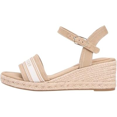 Tommy Hilfiger Espadrilles compensées mi-hautes en toile pour femme FW0FW09230 Kaki (toile safari), pointure 38 - Publicité Tommy Hilfiger Espadrilles compensées mi-hautes en toile pour femme FW0FW09230 Kaki (toile safari), pointure 38 - Publicité