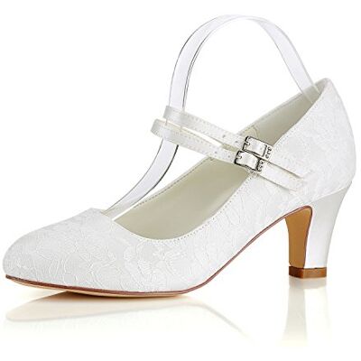 Emily Bridal Chaussures de Mariage en Soie Vintage Round Toe Mary Jane Chaussures de mariée Ivoire Invitation de Mariage Chaussures (EU40, Beige) - Publicité Emily Bridal Chaussures de Mariage en Soie Vintage Round Toe Mary Jane Chaussures de mariée Ivoire Invitation de Mariage Chaussures (EU40, Beige) - Publicité