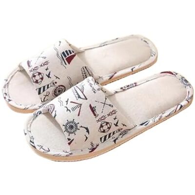 JMORCO Pantoufles Femme Chaussures plates d'intérieur unisexes for femmes, pantoufles de maison à rabat en lin for Couple, pantoufles confortables, printemps-automne(Sailboat,37-38) - Publicité JMORCO Pantoufles Femme Chaussures plates d'intérieur unisexes for femmes, pantoufles de maison à rabat en lin for Couple, pantoufles confortables, printemps-automne(Sailboat,37-38) - Publicité