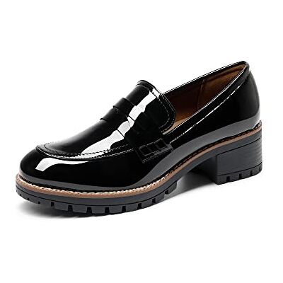 Dream Pairs Mocassins à Talon Penny épais à Enfiler pour Femmes, Style habillé et Professionnel, Chaussures décontractées pour Femmes, Black Pat., 37.5 EU - Publicité Dream Pairs Mocassins à Talon Penny épais à Enfiler pour Femmes, Style habillé et Professionnel, Chaussures décontractées pour Femmes, Black Pat., 37.5 EU - Publicité