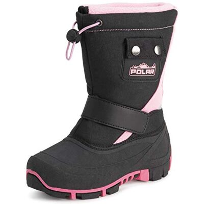 Polar Enfants L'hiver Thermique Chaude L'hiver Fausse Fourrure Semelle En Caoutchouc Imperméable Bottes Noir/Rose UK1/EU34 YC0697 - Publicité Polar Enfants L'hiver Thermique Chaude L'hiver Fausse Fourrure Semelle En Caoutchouc Imperméable Bottes Noir/Rose UK1/EU34 YC0697 - Publicité
