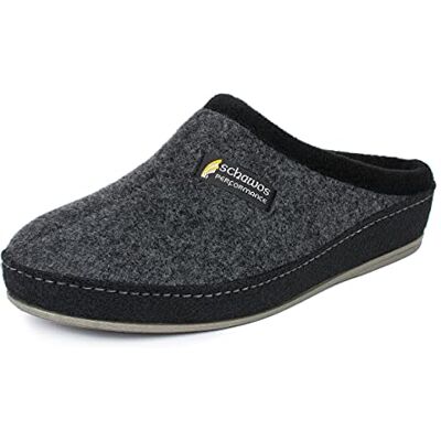 Schawos Pantoufles feutrées pour hommes, chaudement doublées de laine vierge (gris doublé, 46 EU) - Publicité Schawos Pantoufles feutrées pour hommes, chaudement doublées de laine vierge (gris doublé, 46 EU) - Publicité