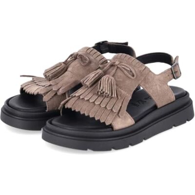 Tamaris Sandales plates en daim pour femme Taupe Taille 36 - Publicité Tamaris Sandales plates en daim pour femme Taupe Taille 36 - Publicité