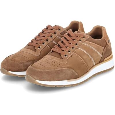 BULLBOXER Baskets basses pour homme en cuir marron et textile, fabriquées à la main, cognac, 43 EU - Publicité BULLBOXER Baskets basses pour homme en cuir marron et textile, fabriquées à la main, cognac, 43 EU - Publicité