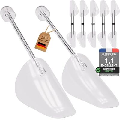 Incutex Lot de 5 Paires Embauchoirs de Chaussures taille adaptable 38-44, Forme Chaussure en Plastique pour Hommes Femmes, adaptés aux baskets, chaussures plates, mocassins, Transparent - Publicité Incutex Lot de 5 Paires Embauchoirs de Chaussures taille adaptable 38-44, Forme Chaussure en Plastique pour Hommes Femmes, adaptés aux baskets, chaussures plates, mocassins, Transparent - Publicité