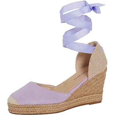 Dora Femmes Espadrilles Sandales Compensées Dames Sandales d'Été à Talons Compensés Hessian à l'Ankle, Lanières et Jambières, Lilas, 40 EU - Publicité Dora Femmes Espadrilles Sandales Compensées Dames Sandales d'Été à Talons Compensés Hessian à l'Ankle, Lanières et Jambières, Lilas, 40 EU - Publicité